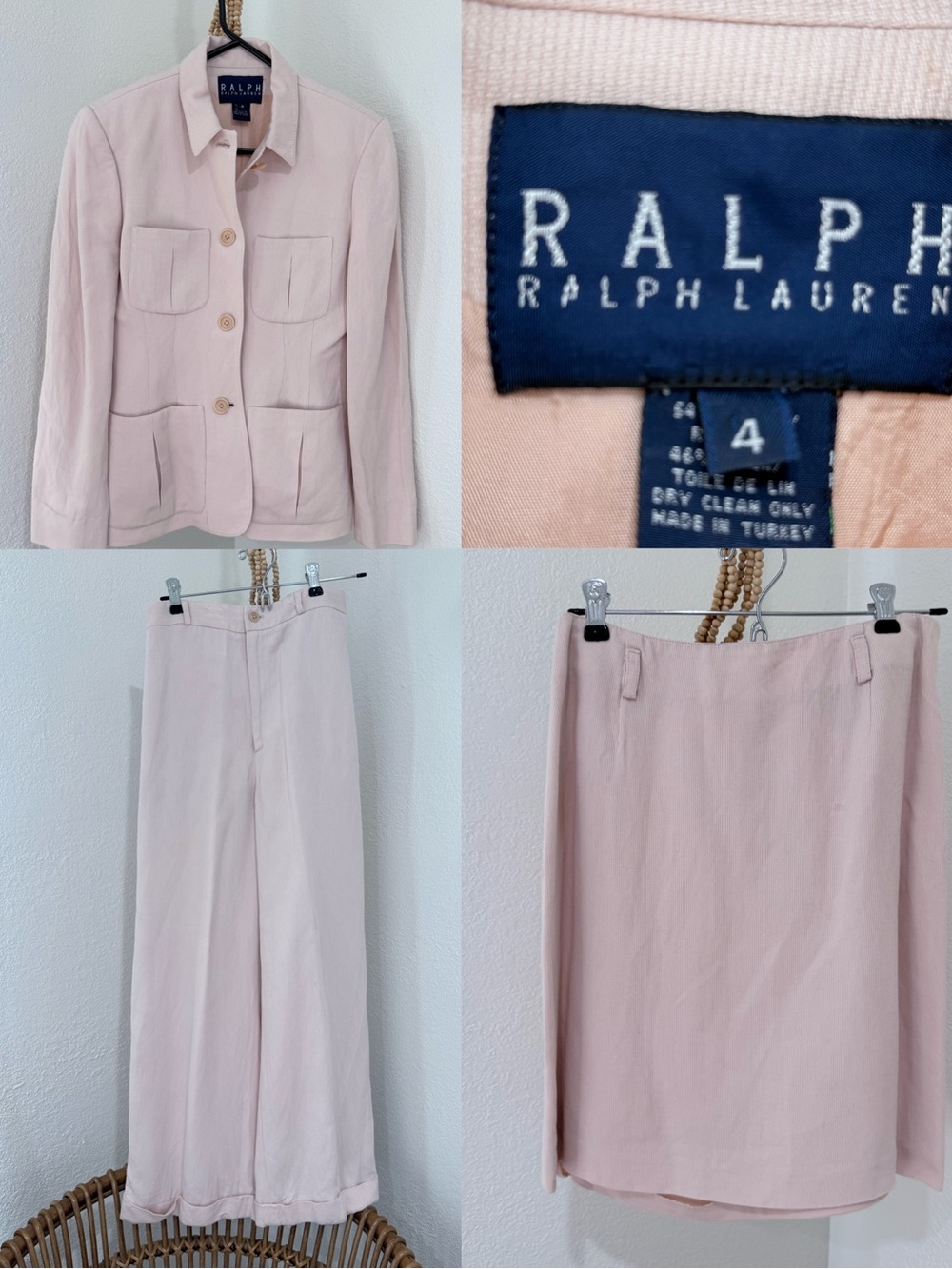 Vintage Ralph Lauren Blue Label Blush Pink 3 piece Set